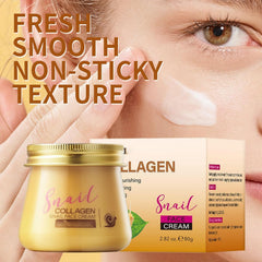 WUIAOCIT snail collagen cream texture close-up shows lightweight absorption.