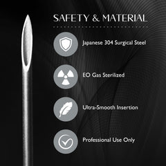 XACTpierce shaft made from Japanese 304 surgical steel for strength.
