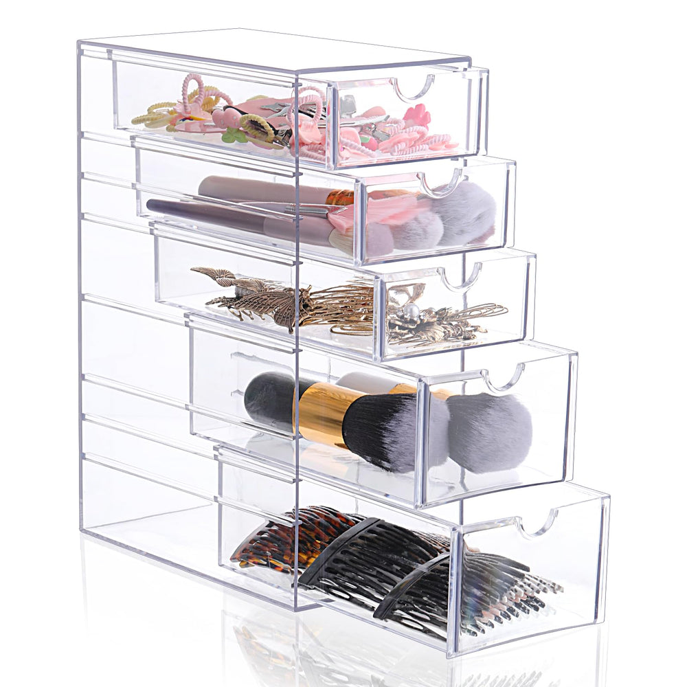Xelsluthe hair-tie organizer five-drawer front view for quick access