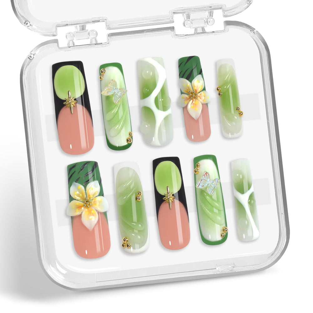 XGV nails with 3D floral accents for salon-like results at home