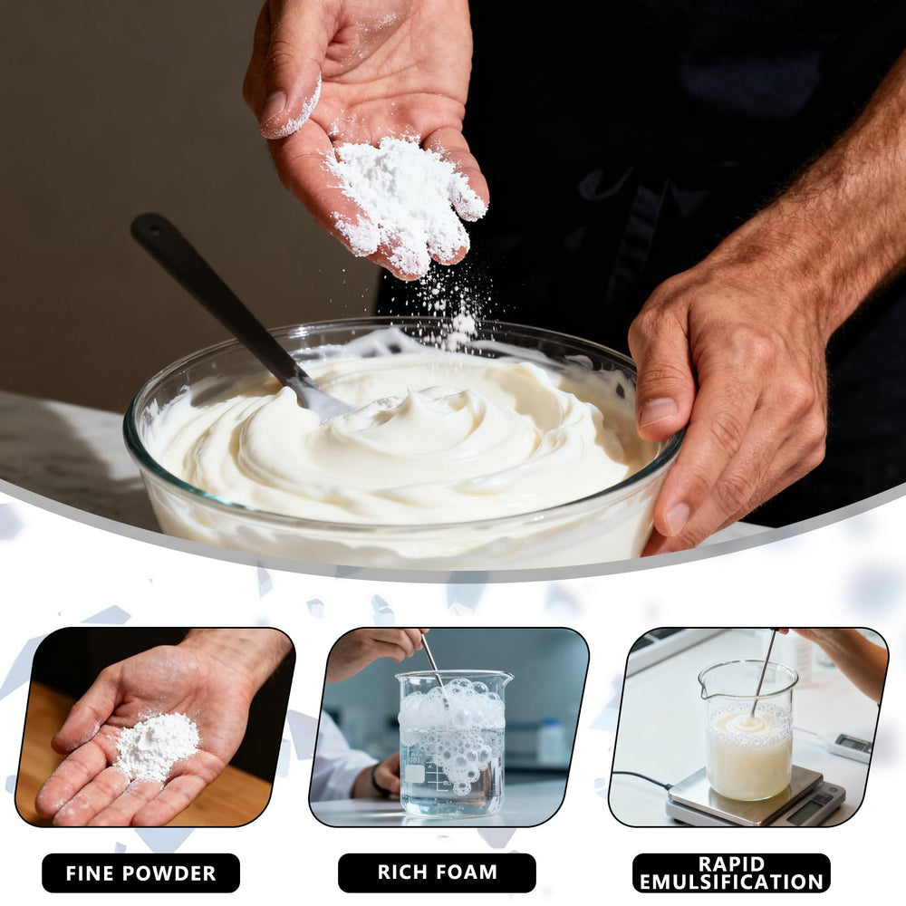Foaming action of XIXISUSU SLSA powder creating rich bath foam