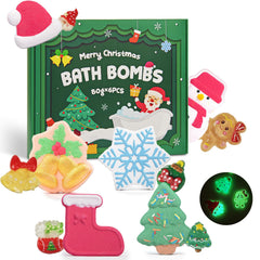 XmtJXn Christmas bath bombs gift box with six festive shapes for a joyful soak