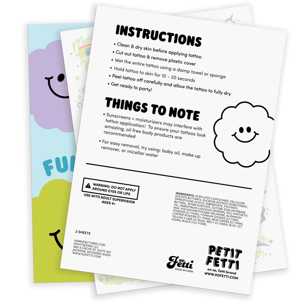 xo Fetti rainbow tattoos kit enhances birthday celebrations for guests