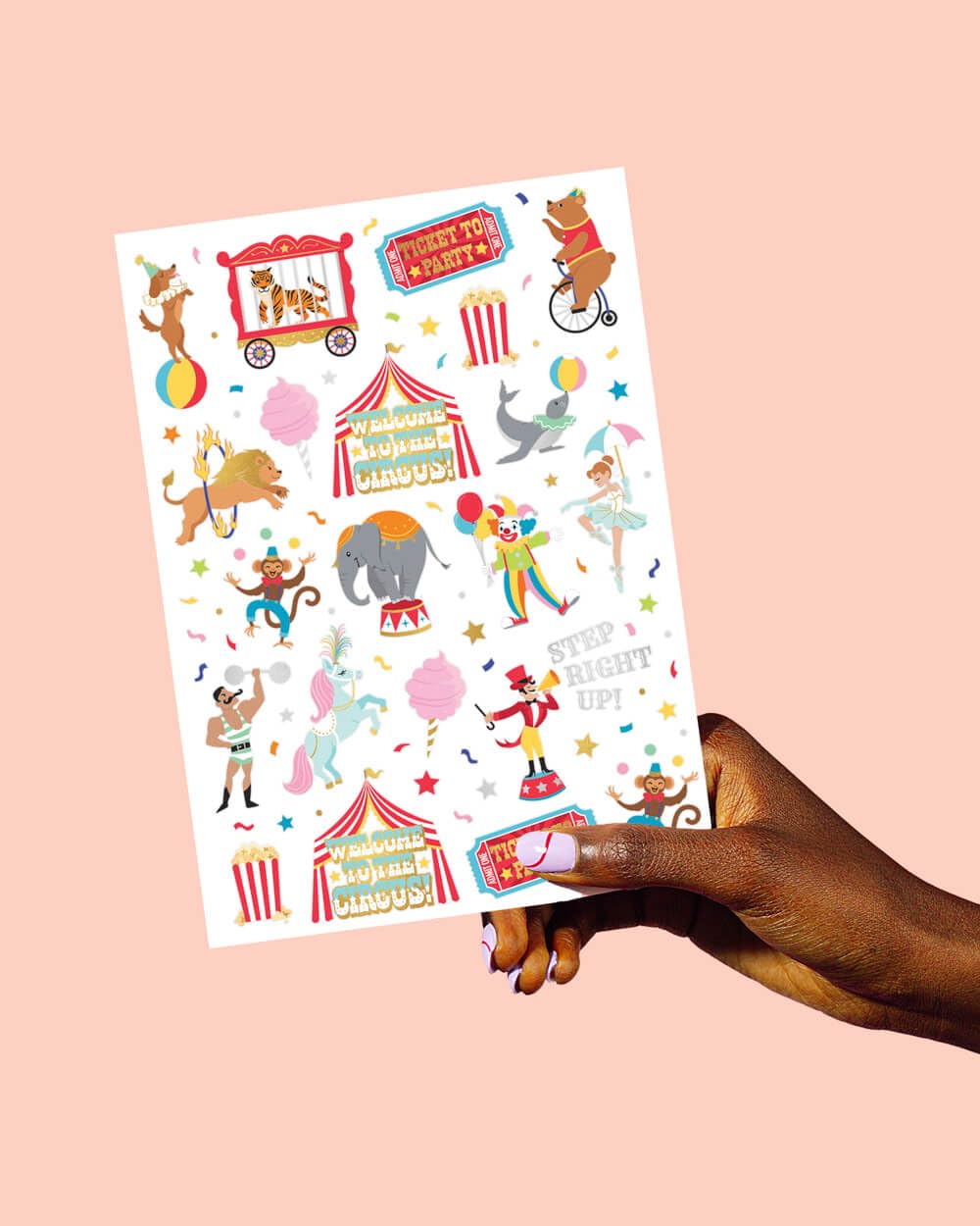 xo-fetti circus tattoos easy to apply with kid-friendly fun.