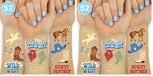 xo, Fetti cowboy hats tattoo sheet for stylish party favors.