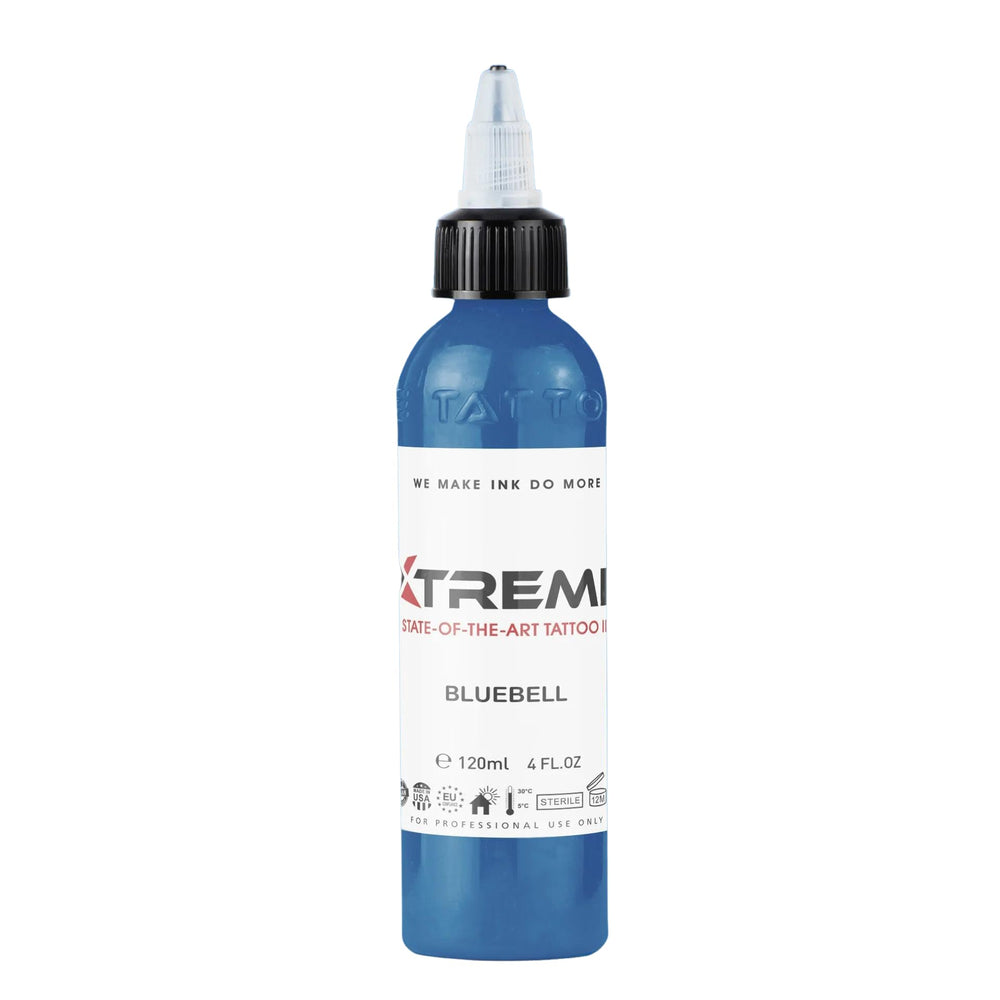 XTREME Xtreme Tattoo Ink Bluebell bottle front view showing vibrant color for precision work