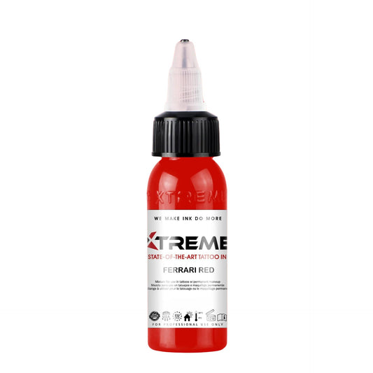 XTREME Tattoo Ink Ferrari Red 2oz bottle for vibrant color saturation