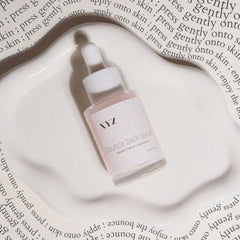 XYZ Skin Bounce Back Serum ingredients panel highlights vegan cruelty-free formula