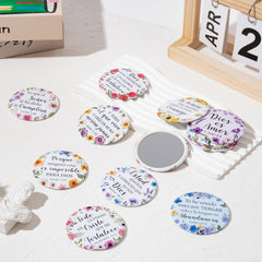 Y1tvei Floral scripture pocket mirror portable elegance for travel