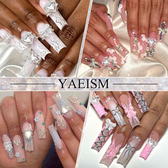 YAEISM 105PCS silver nail charms on nails display versatile nail art ideas
