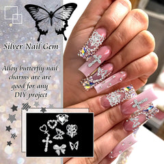 YAEISM 105PCS silver nail charms packaged for gifting or DIY stash