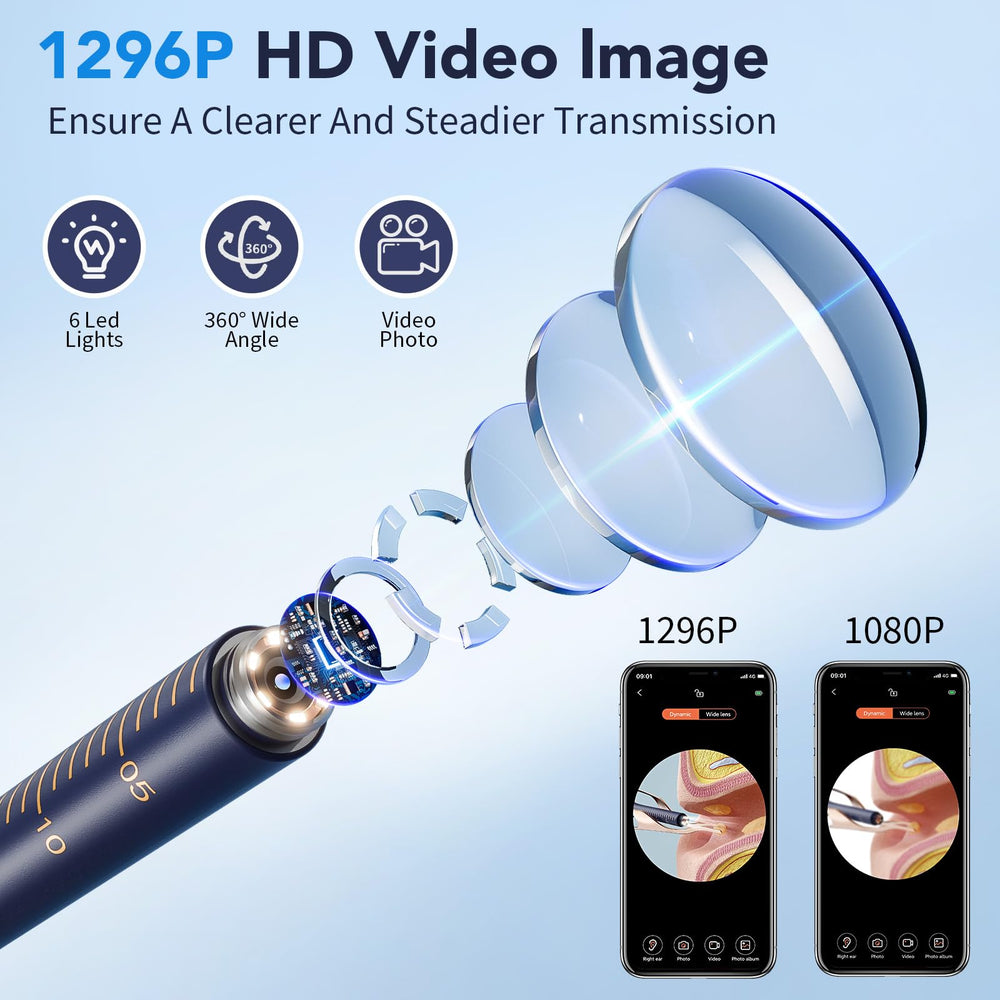 Yakbio wireless ear cleaner camera connects to a smartphone for easy setup.
