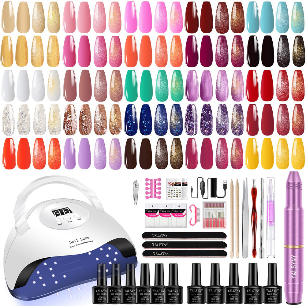 YALSYNY gel nail polish kit with UV dryer for at-home manicures.
