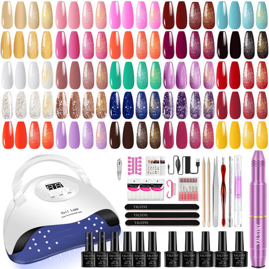 YALSYNY gel nail polish kit with UV dryer for at-home manicures.