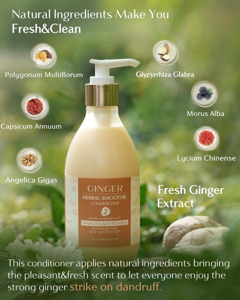 Yanibest ginger shot conditioner lather—clarifying cleanse that rinses oil and buildup
