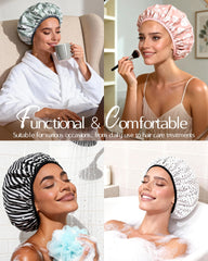 Yanibest shower cap multiusage design protects hair during bath or spa tasks.