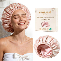 Yanibest shower cap waterproof outer layer keeps hair dry during showers.