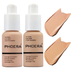 Yaper PHOERA Foundation 103 Warm Peach bottle offers full coverage with a soft matte finish.
