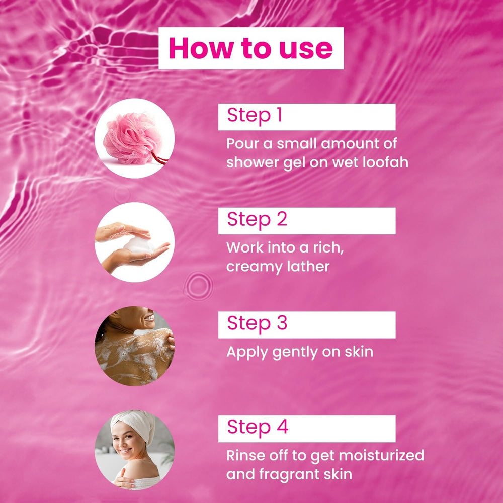Yardley Floral Essence gel pouring on loofah yields rich lather