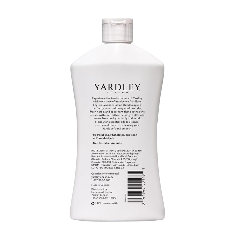 Yardley London Lavender label close-up highlighting soothing scent