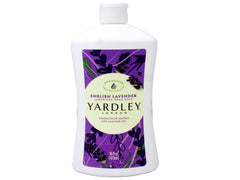 Close-up of Yardley London label highlighting lavender aroma and heritage.