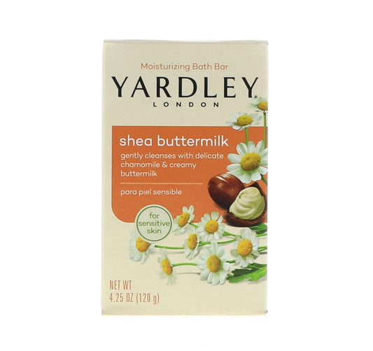 Yardley London Sensitive Skin Shea-Buttermilk bar soap pack of six for daily cleansing.