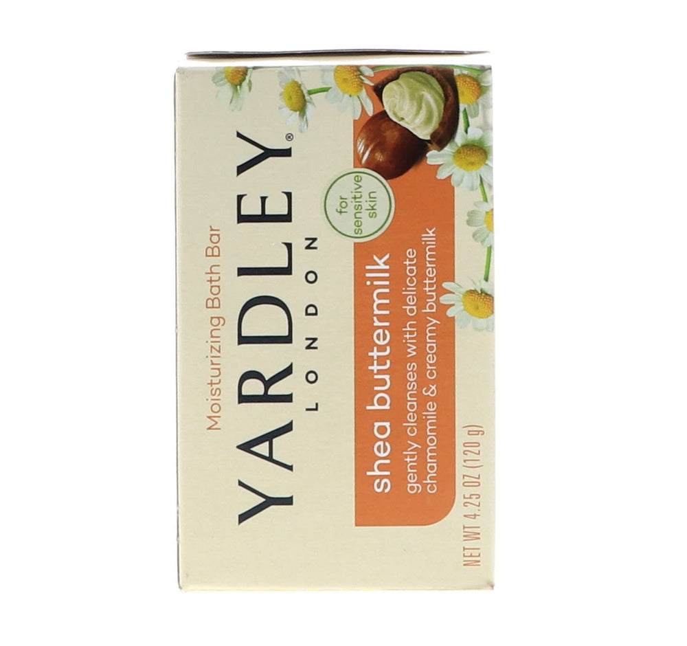 Yardley London shea butter and buttermilk formula provides moisturizing cleanse.