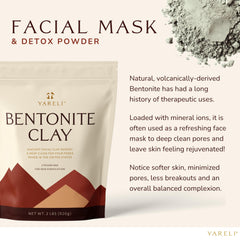 YARELI Bentonite clay face mask application demonstrating purifying mineral balance.