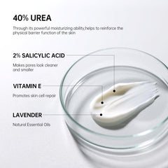 Yarmisun Urea Cream 40% application scene shows creamy texture for smoothing dry heels.