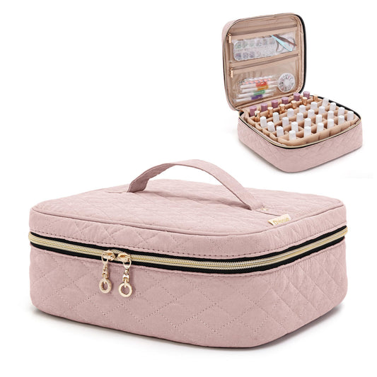 Yarwo nail polish bag with dusty rose exterior for stylish travel storage