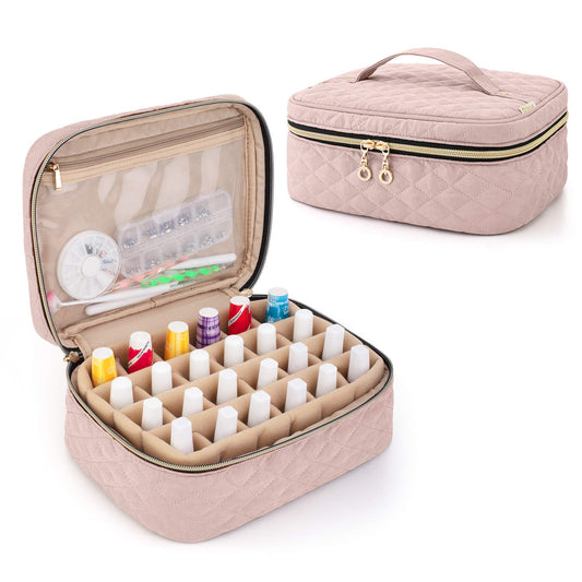 Yarwo nail polish bag front view with padded shell protects bottles during travel