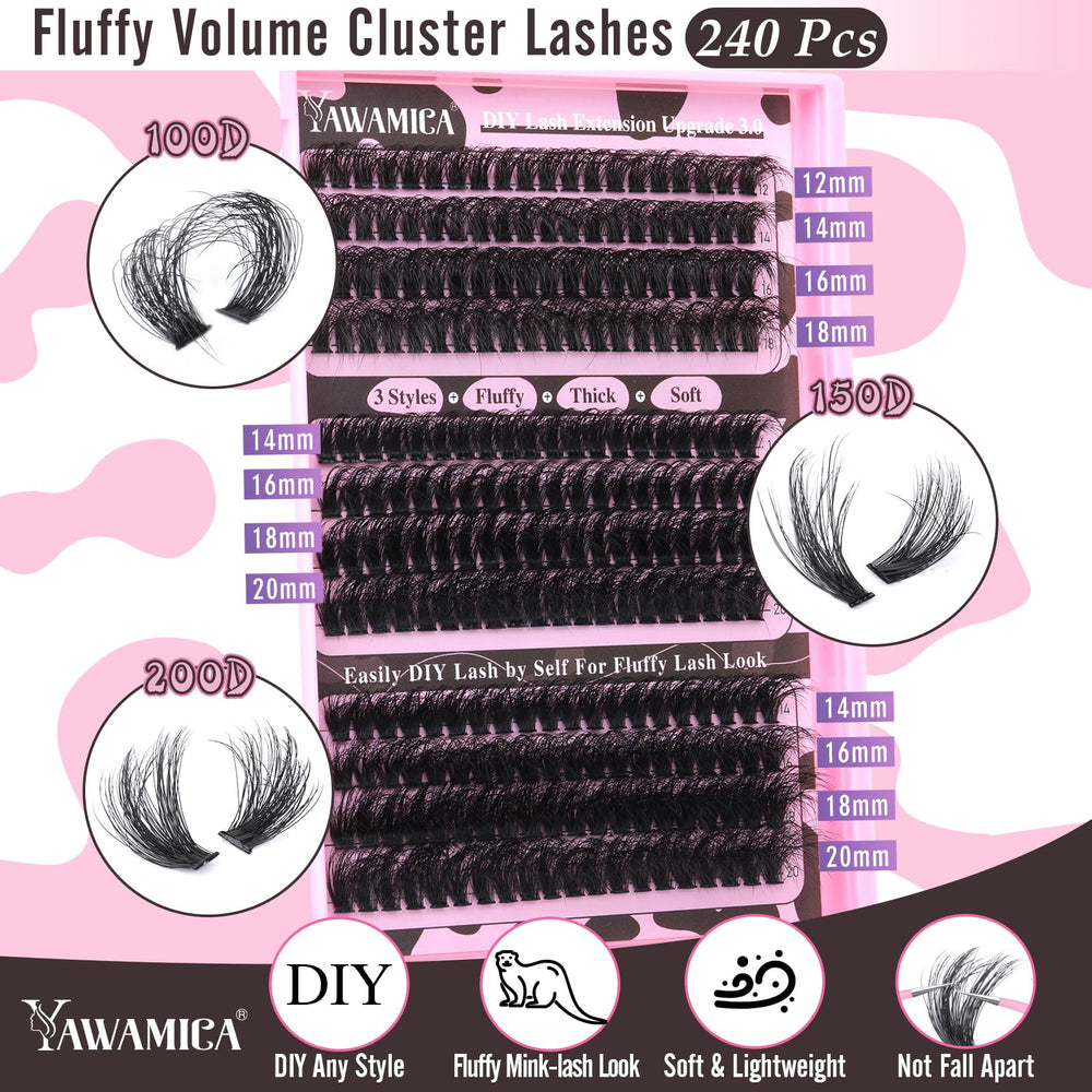 Yawamica D-curly mink lashes 14-20mm deliver flexible curl and comfortable wear