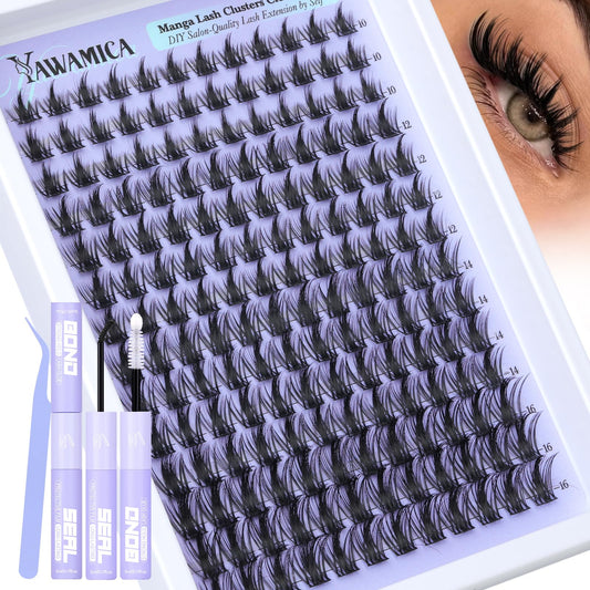 Yawamica manga lash clusters kit box, all-in-one solution for cosplay and daily glam.