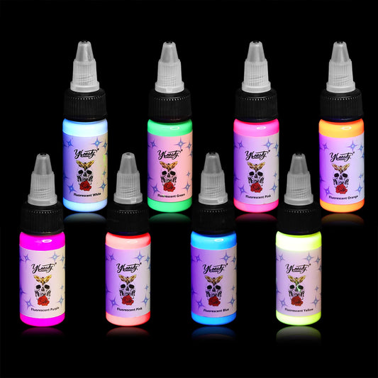 Ybeauty tattoo ink set with eight 15ml bottles for vibrant professional color