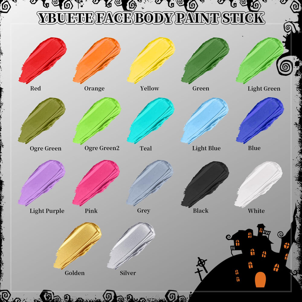 YBUETE Halloween cosplay makeup looks showcase versatile metallic tones for various characters.