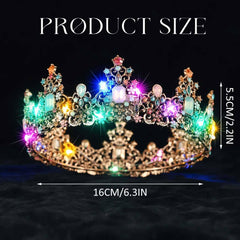 Yean LED Baroque Crown rhinestones closeup reveals sparkling multicolor accents.
