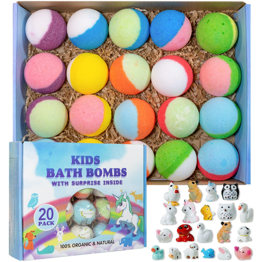 Yekery bath bomb gift box with a surprise toy inside for kids.