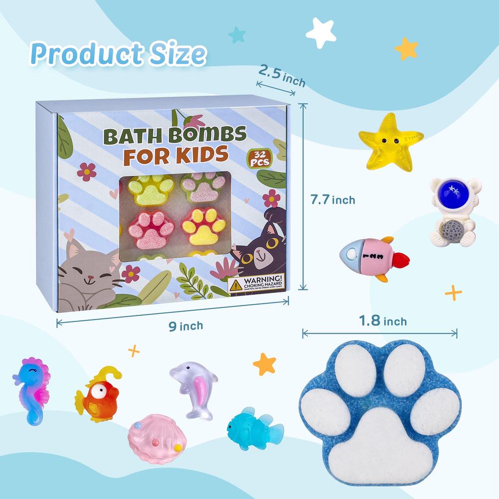 Yekery ocean animals bath bombs dissolve to reveal toy treasures.