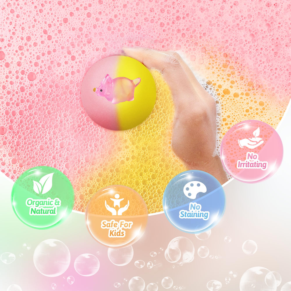 Vibrant colors and scents from Yekery bath bombs enhance bath time.