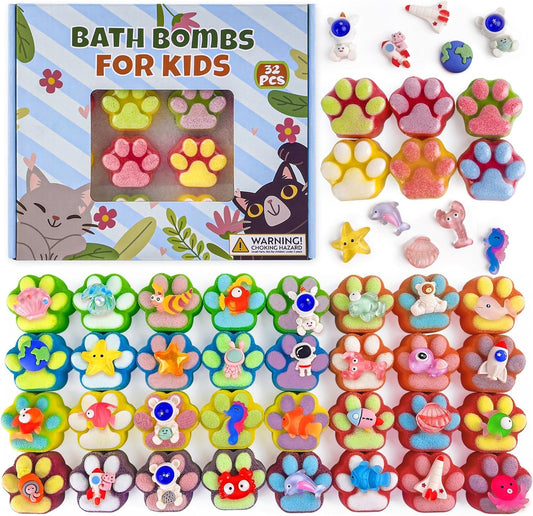 Yekery kids bath bombs reveal a surprise toy inside for bath time fun.