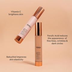 Elegant YENSA packaging beside the glass bottle.