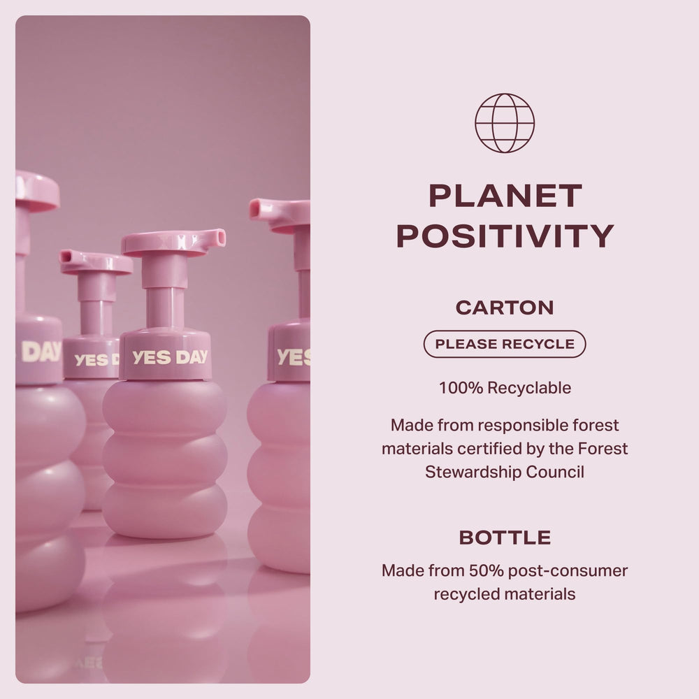 Yes Day Float Foam kiwano-melon feature signals energizing scent and glow.