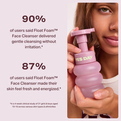 Yes Day Float Foam teens application demonstrates gentle cleansing for ages 10+.