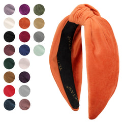YETASI women's fall headband in orange velvet with knotted detail