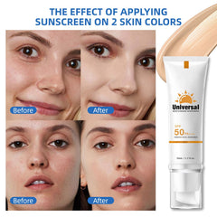 YFKEJI tinted sunscreen swatch on skin shows natural finish.