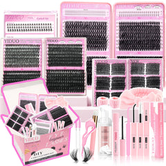 YIDUO Lashes Clusters bulk pack front view for easy at-home application.