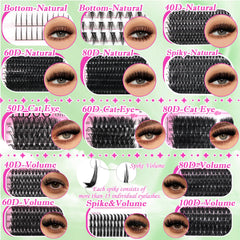YIDUO Lashes Clusters Spike-Bottom detail highlights unique shaping for dramatic volume.