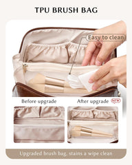 Yikisite makeup bag inner pocket helps organize brushes and colors