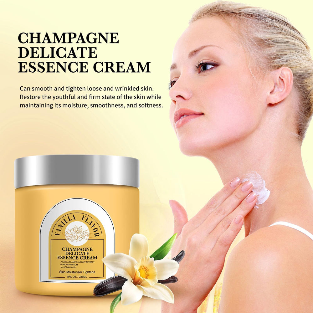 YILEST Champagne Lift Cream on arm demonstrates multi-area body care for dry skin.