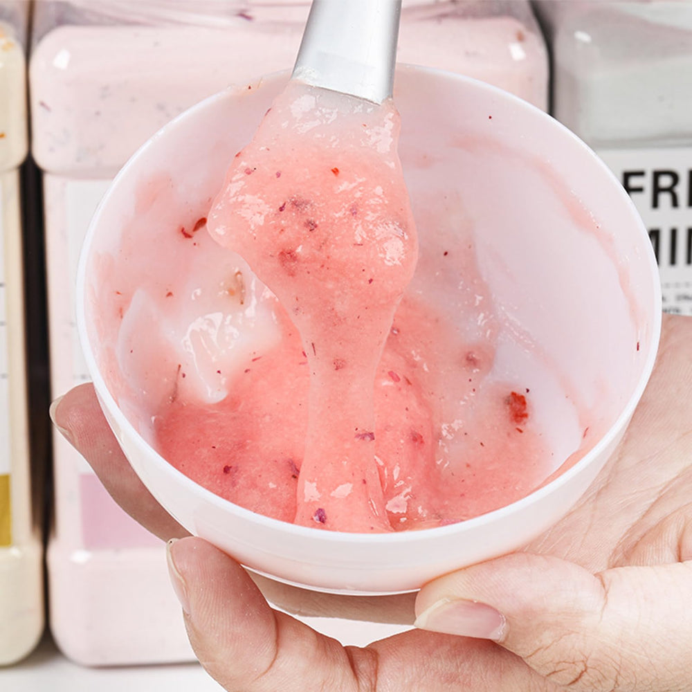 YMEYFAN Jelly Mask Powder during mixing with water for a silky texture.